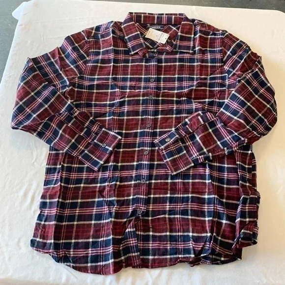 Lands end women’s flannel long sleeve button down shirt XL NWT - Picture 1 of 3